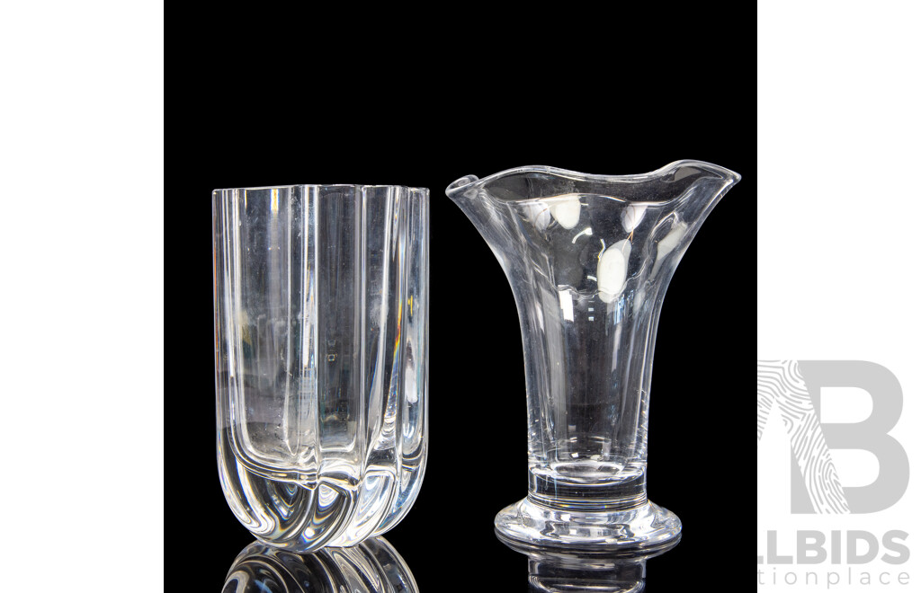 Orrefores Trumpet Vase Togeather with Kosta Boda Art Glass Vase