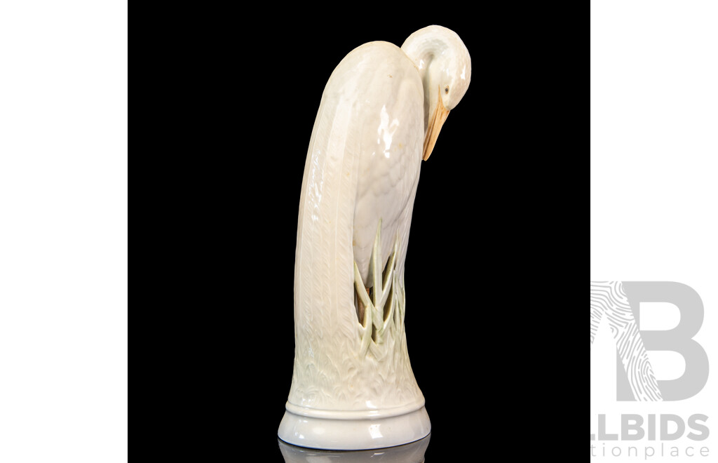 Large Glazed Royal Copenhagen Resting Stork