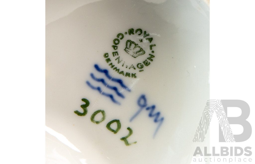 Large Glazed Royal Copenhagen Resting Stork