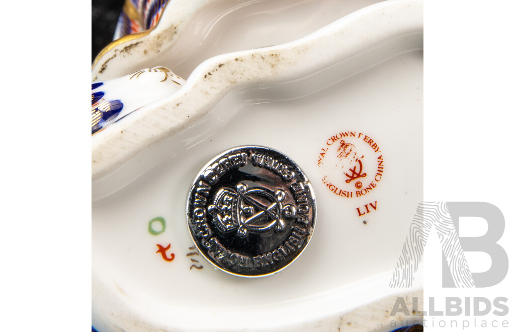 Pair of Royal Crown Derby Porcelain Cat Figures