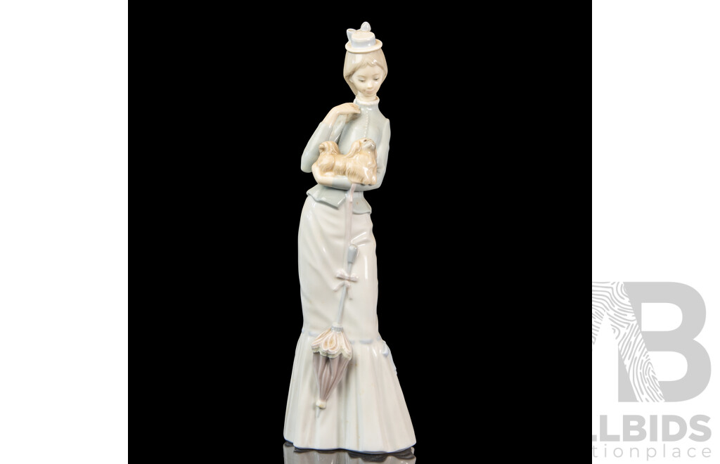 Lladro Porcelain Figure of a Lady with Pooch