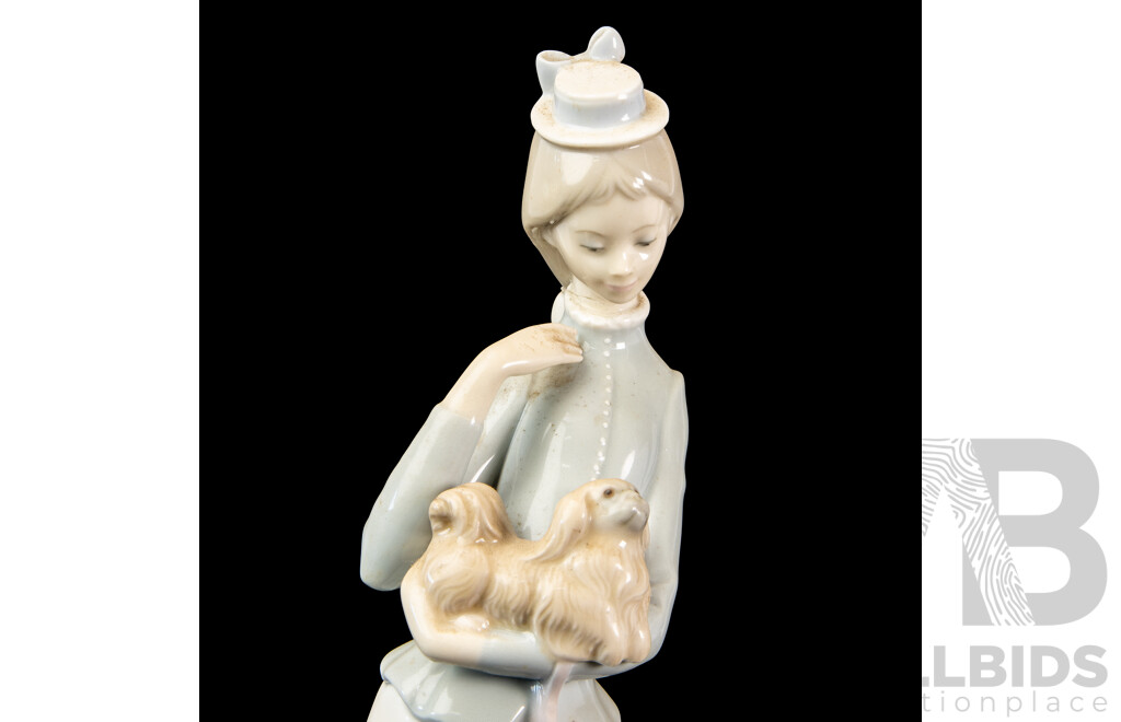 Lladro Porcelain Figure of a Lady with Pooch
