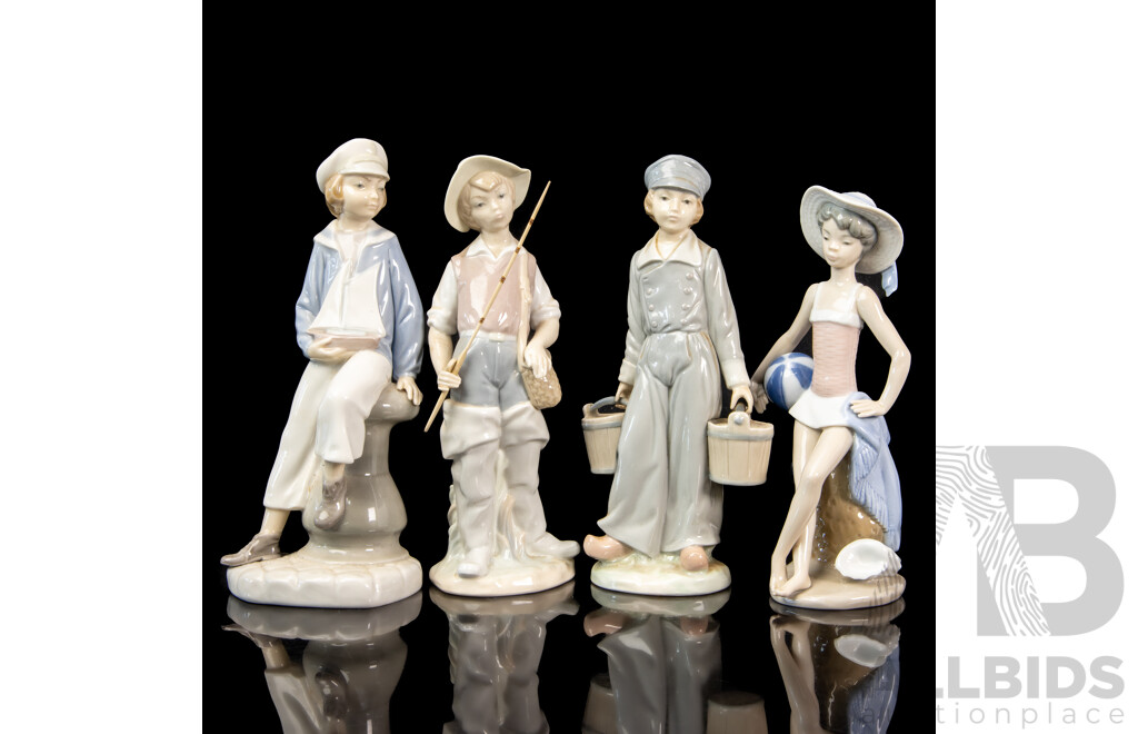 Collection of Four Water Themed Lladro Porcelain Figurines