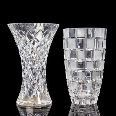 Pair of Unmatched Cut Crystal Vases