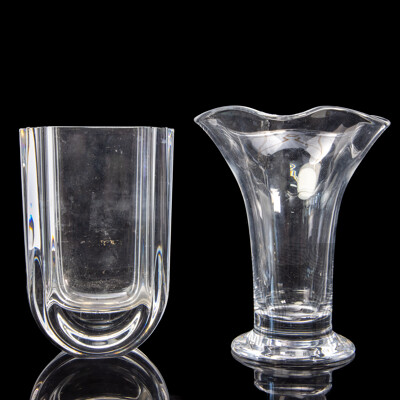 Orrefores Trumpet Vase Togeather with Kosta Boda Art Glass Vase