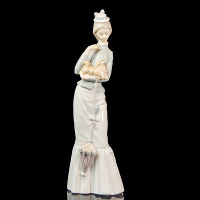Lladro Porcelain Figure of a Lady with Pooch