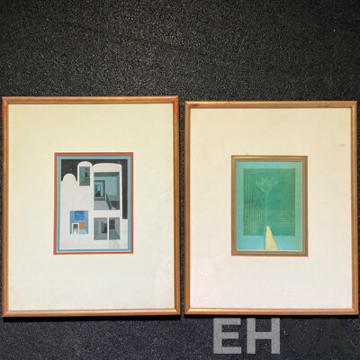 Pair of Framed Abstract Art Prints, Basil Alkazzi ''Imprints of Shadows & Reflections''  49 x 39 Cm (frame)