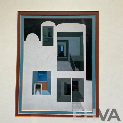 Pair of Framed Abstract Art Prints, Basil Alkazzi ''Imprints of Shadows & Reflections'' 49 x 39 Cm (frame)