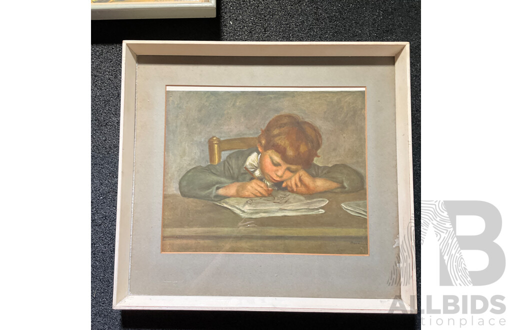 Vintage Albert Namatjira Print Together with Other Vintage Prints Including Renoir - Lot of 4