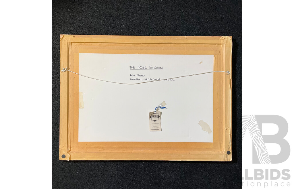 Anne Friend  ''Rose Garden'' Monoprint, Watercolour and Pencil, 56 x 77 Cm (frame)