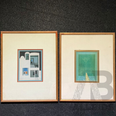 Pair of Framed Abstract Art Prints, Basil Alkazzi ''Imprints of Shadows & Reflections''  49 x 39 Cm (frame)
