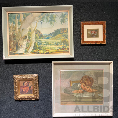 Vintage Albert Namatjira Print Together with Other Vintage Prints Including Renoir - Lot of 4