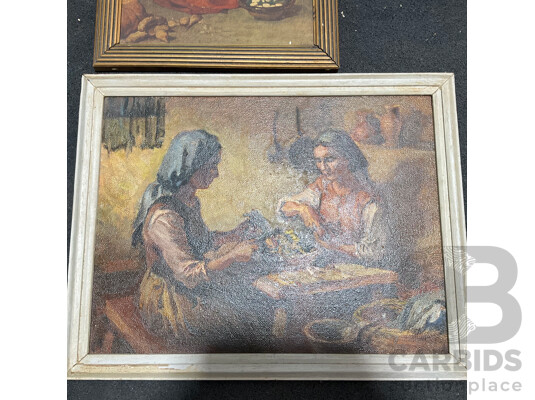1662327 · Collection of Painting and Prints in Various Styles, Including Artists R.S. Wenban (1893-1990) ''Greek Hoouse-Wives'', Ferguson  and Print of Jean-Baptiste-Simeon Chardin ''The Kitchen Maid'' - Lot of 4
