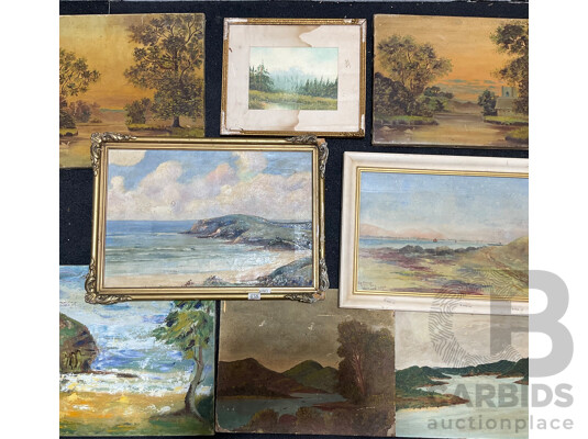 1662318 · Variety of Vintage Landscape Paintings, Including E.C. Smith, ''Cario Bay'' and Others - Lot of 8