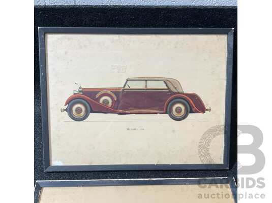 1662315 · The Ariel Press Collection Vintage Prints, Including Fiat 1906 and Maybach 1936 31 X 42 Cm (frame) - Lot of 2