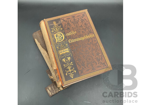 Antique German Books - Deutsche Literaturgeschichte by Robert Koenig and Allgemeine Geschichte Der Literatur by Dr. Johannes Scherr - Lot of 2