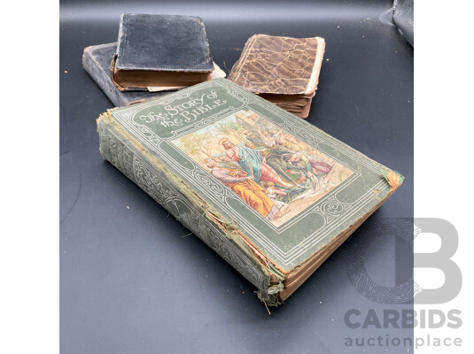 Antique Ilustrated Edition of The Story of the Bible by Charles E. Graham & Co. and Others - Lot of 4