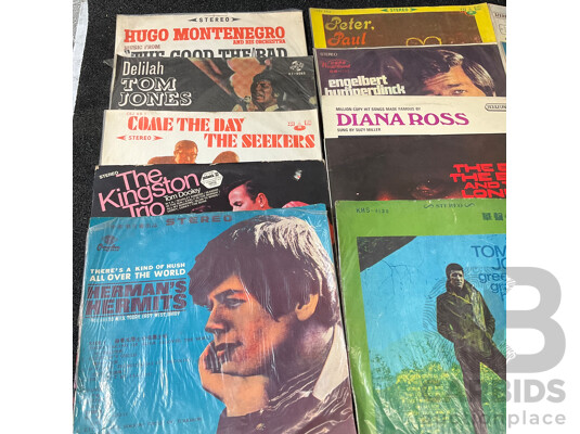 Collection of 15 Vintage Vinyl LP Records, Including Tom Jones, The Kingston Trio, Diana Ross and More