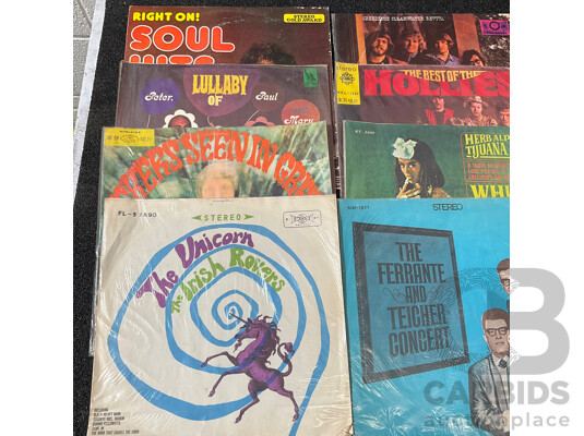Collection of 12 Vintage Vinyl LP Records, Including Hollies, Xanadu and More
