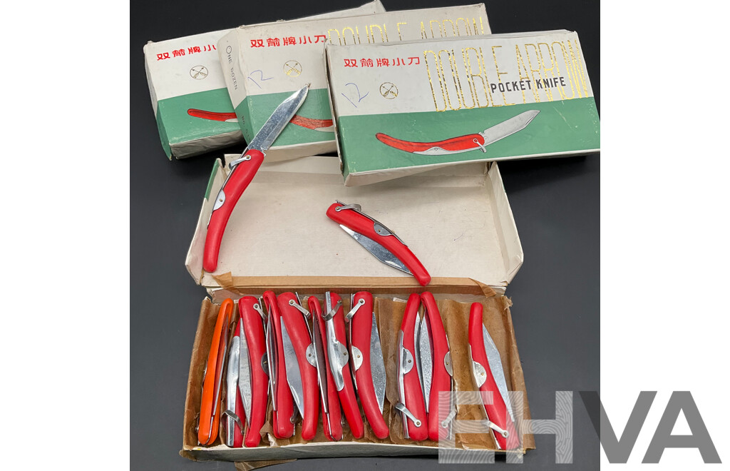 Vintage DOUBLE ARROW Pocket Knives - Lot of 48