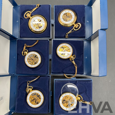 Vintage Skeleton Dial Mechanical Pocket Watch - Lot of 6