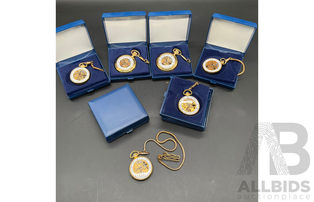Vintage Skeleton Dial Mechanical Pocket Watch - Lot of 6