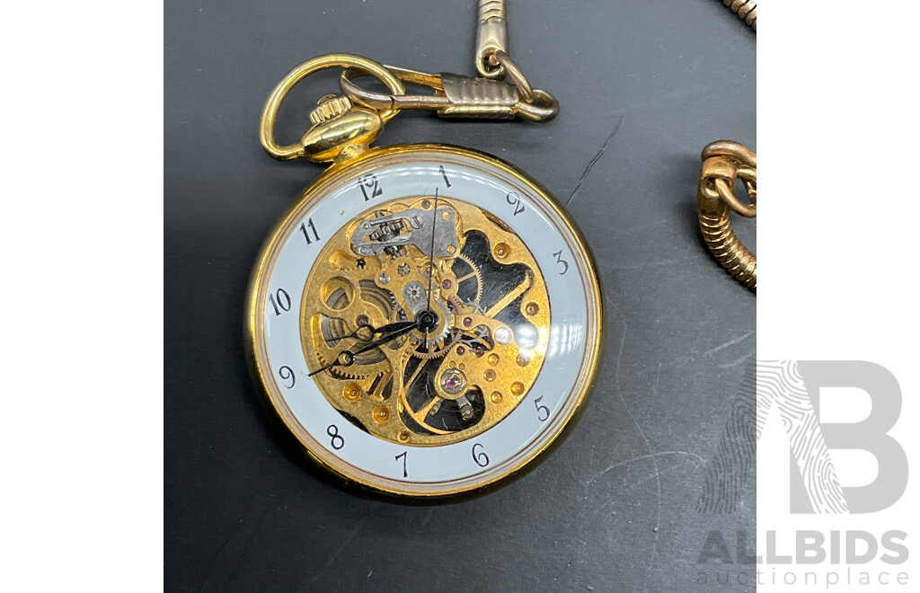 Vintage Skeleton Dial Mechanical Pocket Watch - Lot of 6