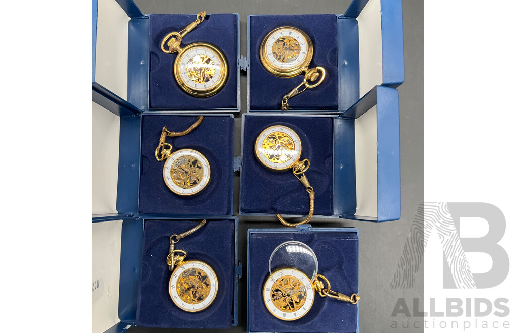 Vintage Skeleton Dial Mechanical Pocket Watch - Lot of 6
