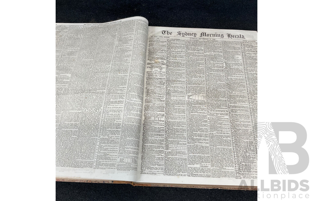 Antique Bound Volume of the Sydney Morning Herald - 3 / 1858