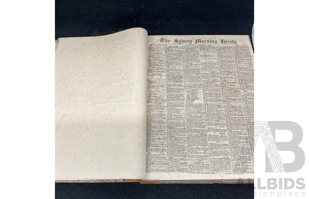 Antique Bound Volume of the Sydney Morning Herald - 3 / 1858