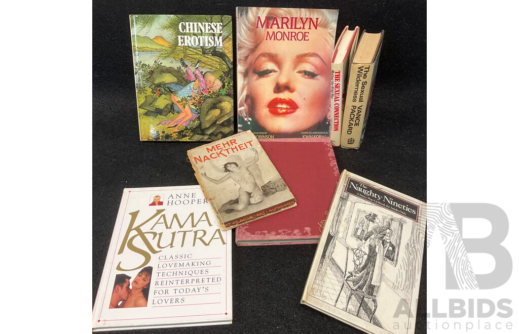 Lot of Adult Content Books, Including Chinese Erotism, Kamasutra, Mehr Nacktheit, the Naughty Nineties, Model in Movement by John Everard and More