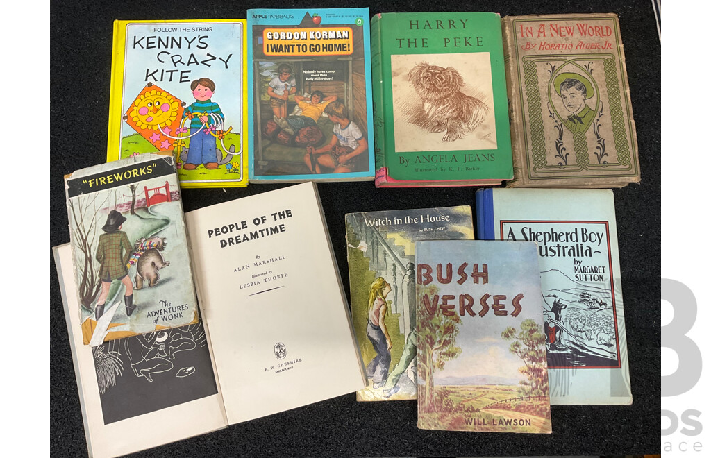 Lot of Kids Vintage Books and Comics, Including Walt Disney, Gulliver's Travels by Jonathan Swift, the Little Prince, Masha and the Bear, in a New World by Horatio Alger Jr. and More