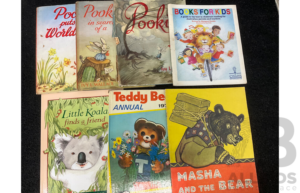 Lot of Kids Vintage Books and Comics, Including Walt Disney, Gulliver's Travels by Jonathan Swift, the Little Prince, Masha and the Bear, in a New World by Horatio Alger Jr. and More