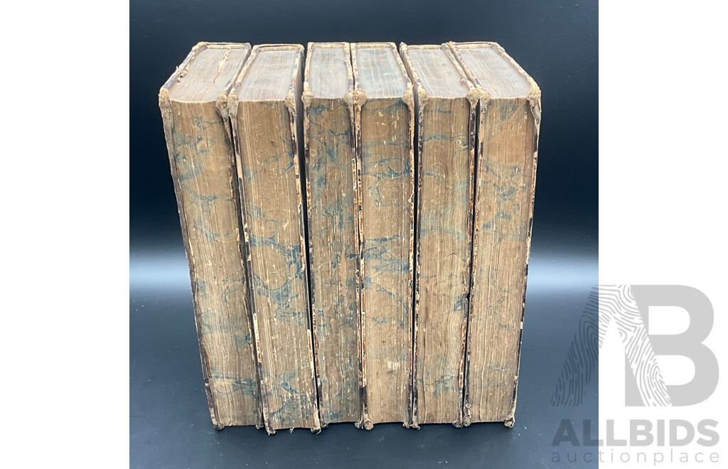Six Antique Leather-Bound Books of Rollin's Ancient History