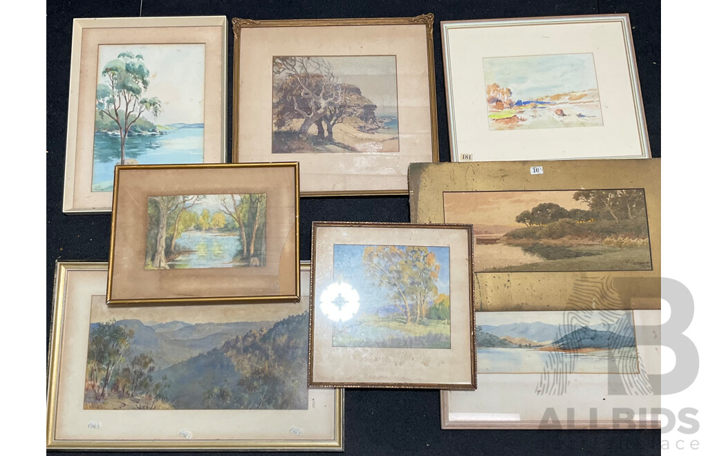 Variety of Vintage Landscape Paintings, Including T.Ansteel, Carlyle Jackson, Will Martin, Robert Johnson, H. Tebbitt and Others - Lot of 8