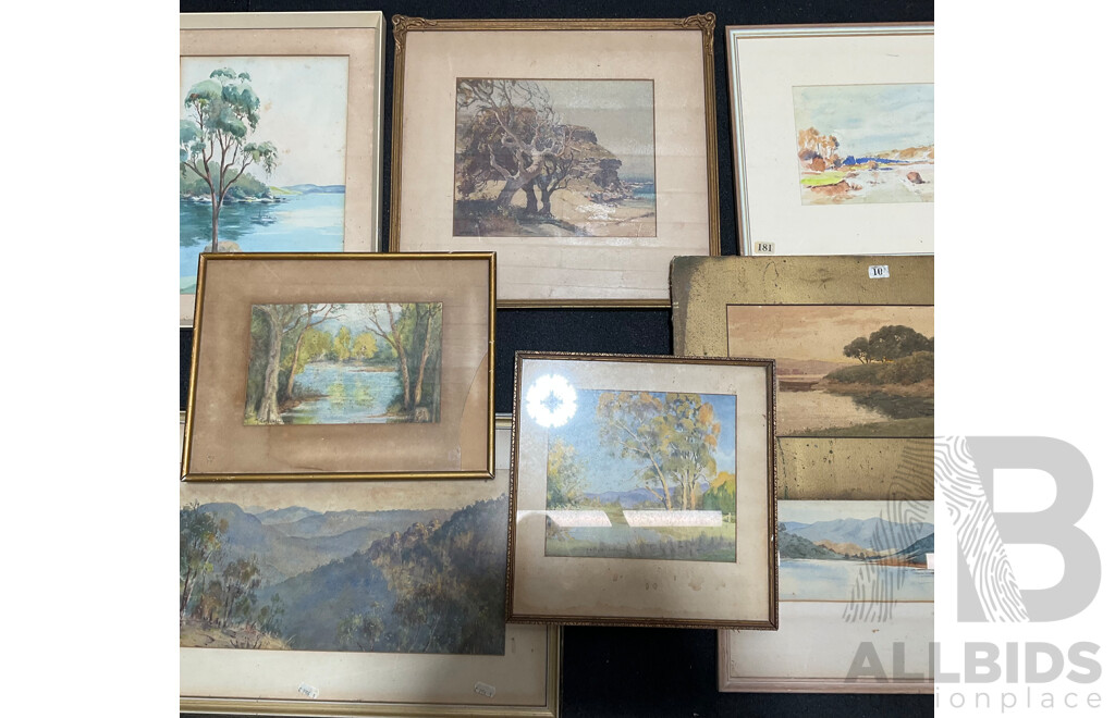Variety of Vintage Landscape Paintings, Including T.Ansteel, Carlyle Jackson, Will Martin, Robert Johnson, H. Tebbitt and Others - Lot of 8