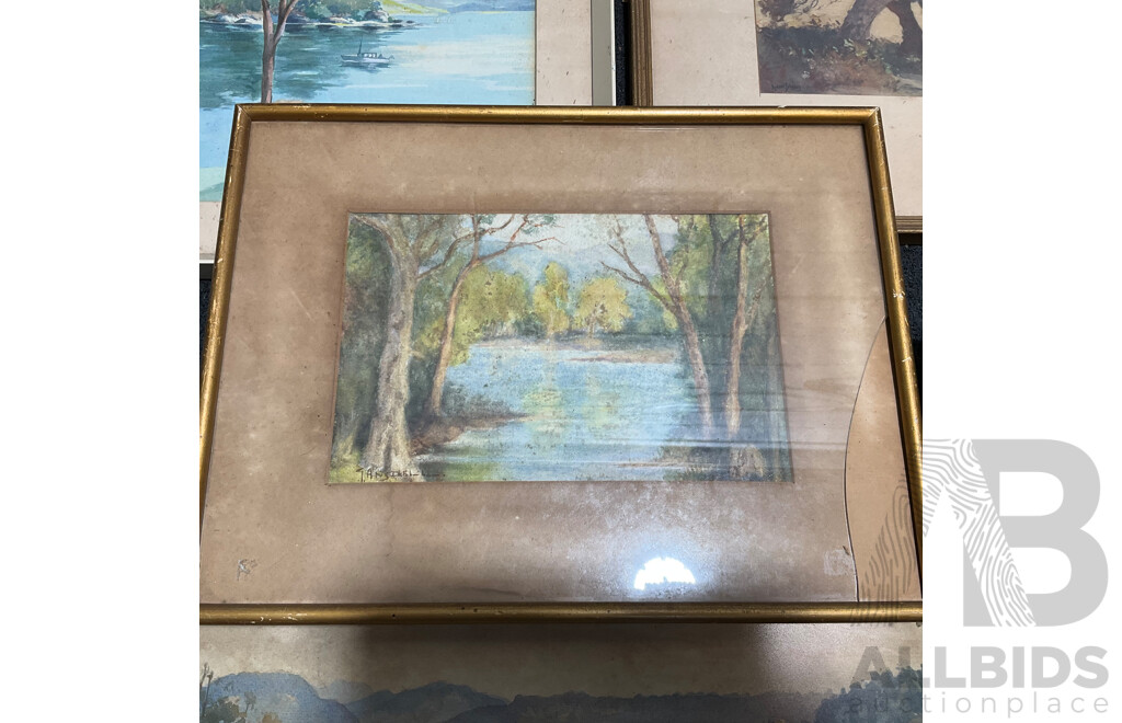 Variety of Vintage Landscape Paintings, Including T.Ansteel, Carlyle Jackson, Will Martin, Robert Johnson, H. Tebbitt and Others - Lot of 8