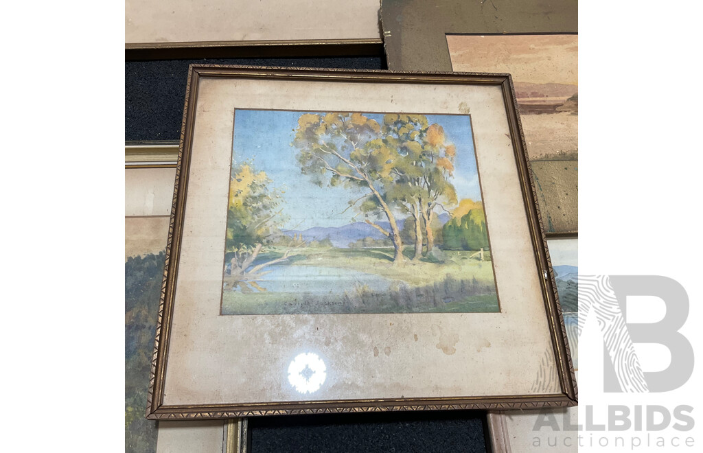 Variety of Vintage Landscape Paintings, Including T.Ansteel, Carlyle Jackson, Will Martin, Robert Johnson, H. Tebbitt and Others - Lot of 8