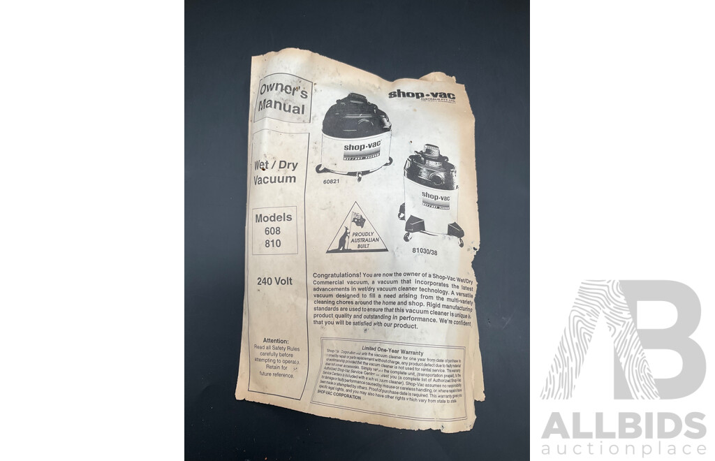 Vintage SHOP-VAC 810 Wet/Dry Vacuum