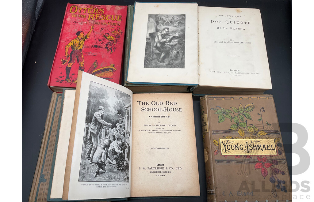 Collection of Early 20th Century Fiction in Decorative Hardback, Including Don Quixote, Poetical Works of Edmund Spenser, Otters to the Rescue and More