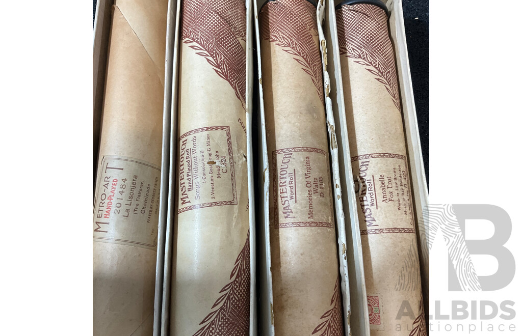 Assorted Pianola Rolls, Including Mastertouch Hand Plaqued Rolls - Lot of 8