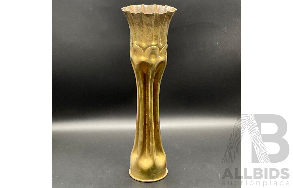 Vintage WW Fluted Trench Art Shell Vase