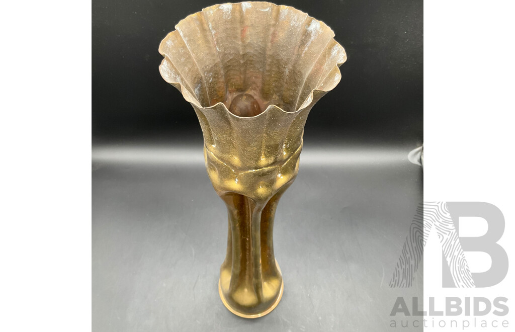 Vintage WW Fluted Trench Art Shell Vase