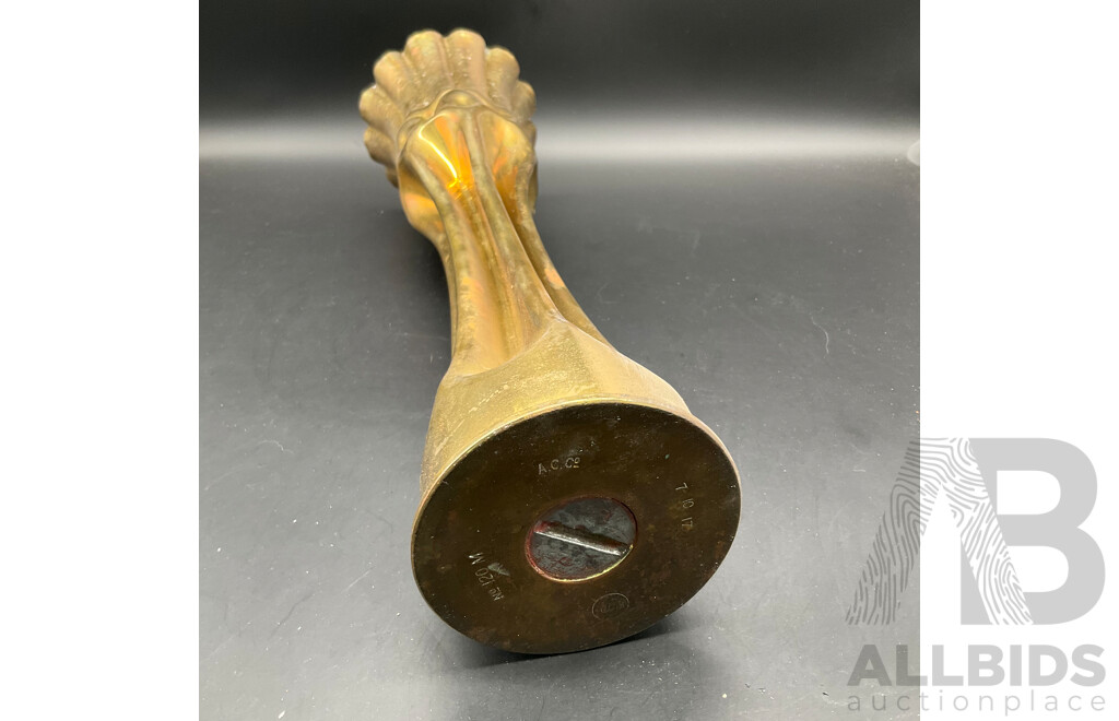 Vintage WW Fluted Trench Art Shell Vase