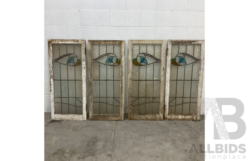 Matching Set of Six Leadlight Windows