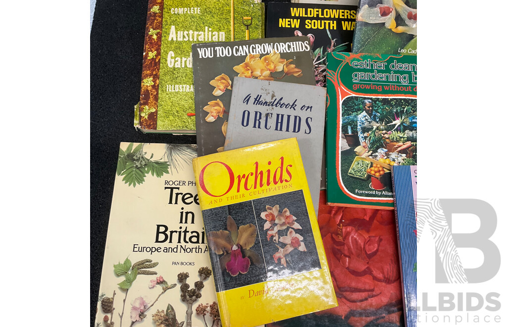 Collection of Vintage Gardening Books, Including Titles on Orchids, Ferns and Australian Gardens