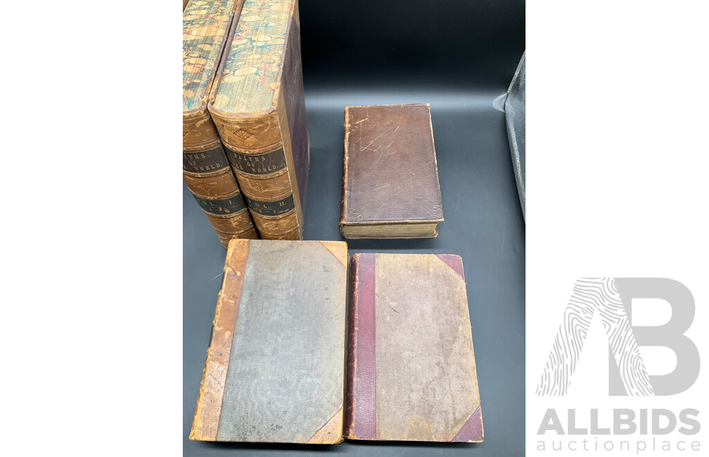 Assorted Antique Books, Including Faiths of the World. Vol I and II, Newtown's Works, the Argosy and Traite De Medicine Operatiore - Lot of 5
