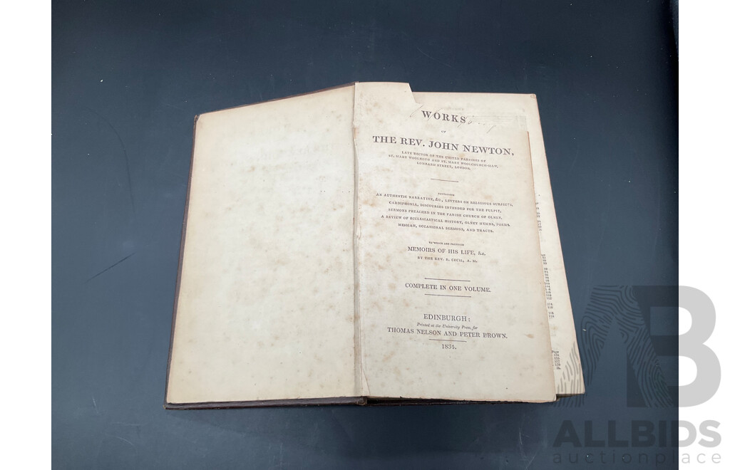 Assorted Antique Books, Including Faiths of the World. Vol I and II, Newtown's Works, the Argosy and Traite De Medicine Operatiore - Lot of 5