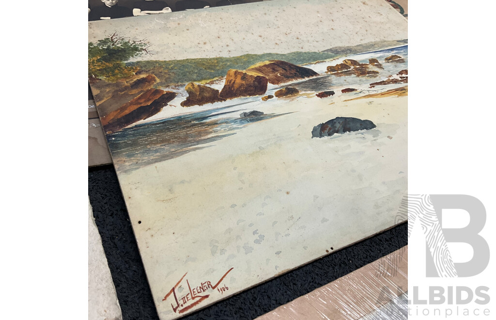 Assorted Vintage Pencil and Ink Sketches, Landscape Watercolour Paintings and Other