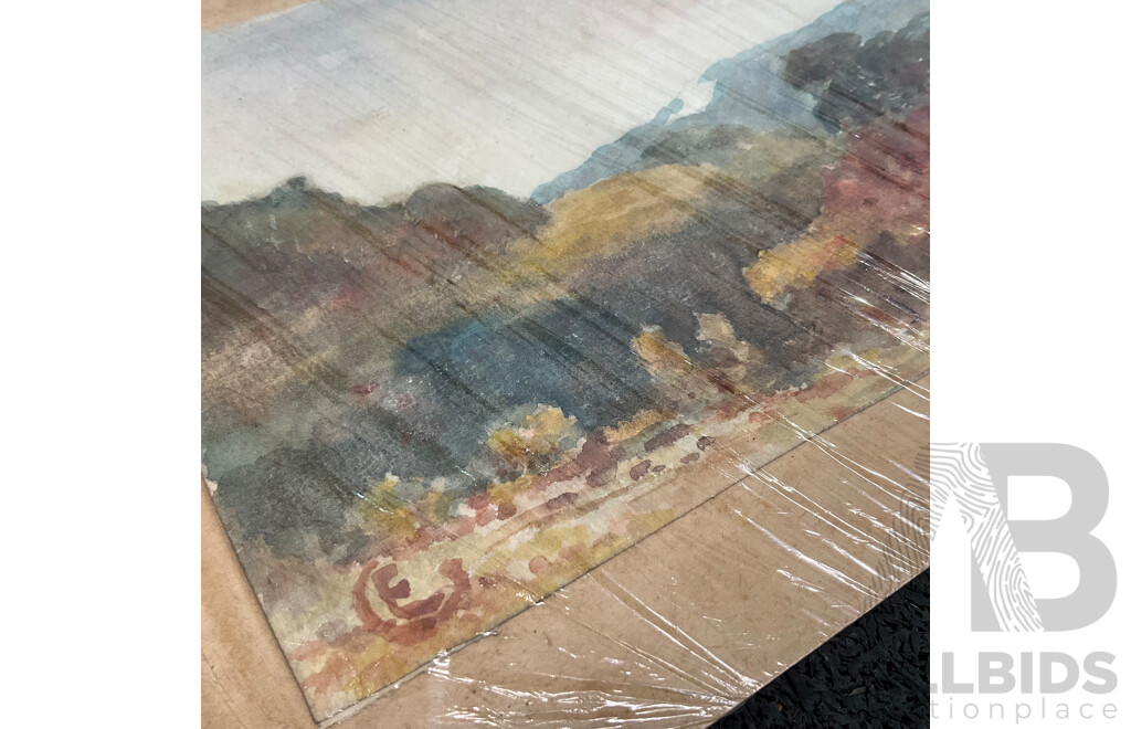 Assorted Vintage Pencil and Ink Sketches, Landscape Watercolour Paintings and Other